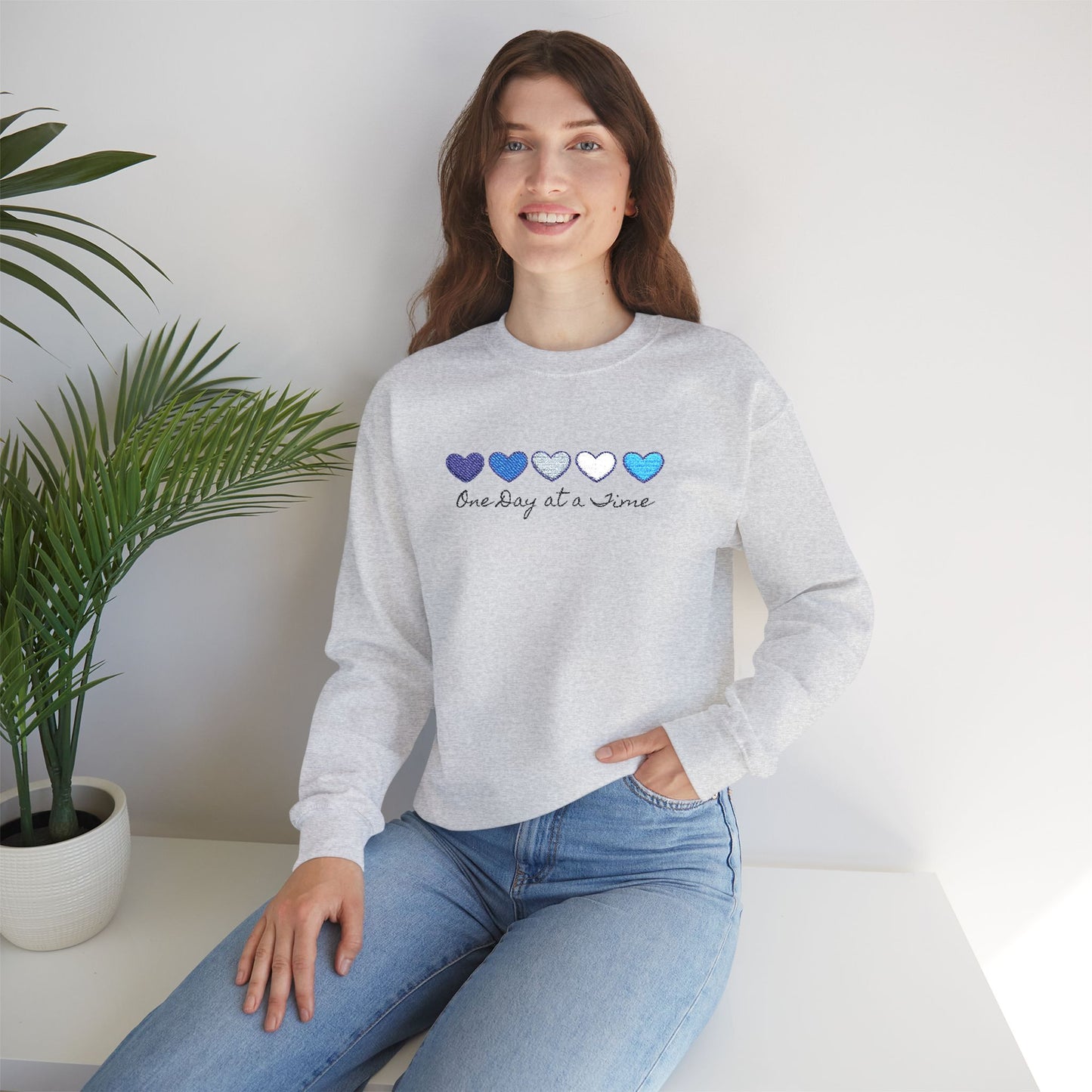 Embroidered Shirt, Sweatshirt Mental Health Awareness , Inspirational Support, Motivational Quotes One Day at a Time