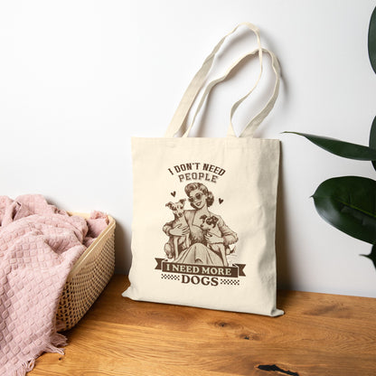 Cotton Canvas Tote Bag | Dog Mom / I Need More Dogs Design Gift